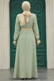  Almond Green Hijab Maxi Dress 5852CY - 3