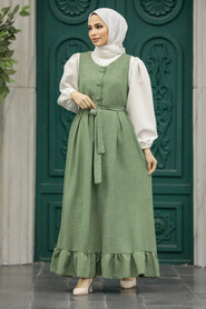  Almond Green Hijab Turkish Dress 5913CY - 2