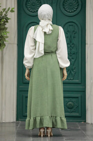  Almond Green Hijab Turkish Dress 5913CY - 3