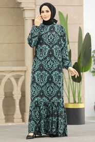  Almond Green Islamic Clothing Dress 15710CY - 1