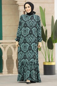  Almond Green Islamic Clothing Dress 15710CY - 2