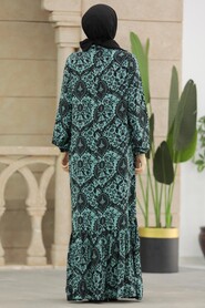  Almond Green Islamic Clothing Dress 15710CY - 3