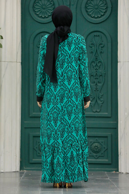  Almond Green Islamic Clothing Dress 2297CY - NEVA STYLE