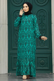  Almond Green Islamic Clothing Dress 2297CY - 2