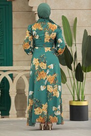  Almond Green Islamic Clothing Dress 27938CY - 3