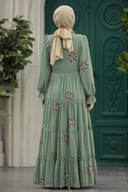  Almond Green Islamic Clothing Dress 32814CY - 3