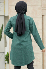 Neva Style - Almond Green Islamic Clothing Tunic 5944CY - Thumbnail