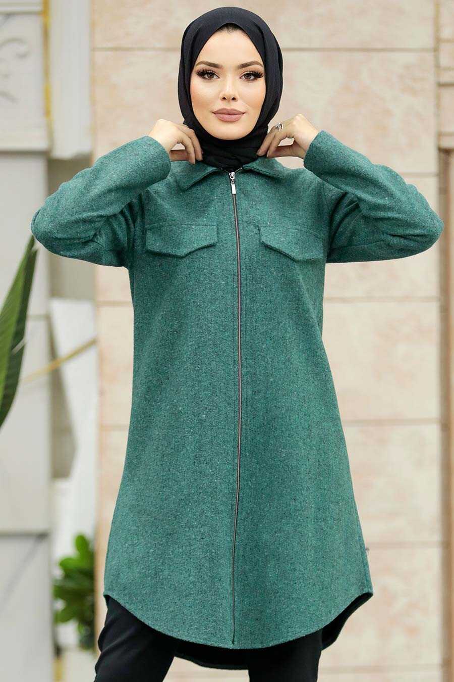 Neva Style - Almond Green Islamic Clothing Tunic 5944CY