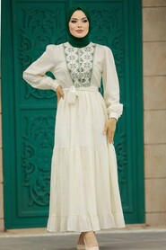  Almond Green Long Dress For Muslim Ladies 13081CY - 3