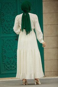  Almond Green Long Dress For Muslim Ladies 13081CY - 4