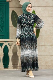  Almond Green Long Dress for Muslim Ladies 3889CY - 1