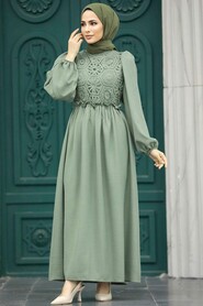  Almond Green Long Dress for Muslim Ladies 5857CY - 2