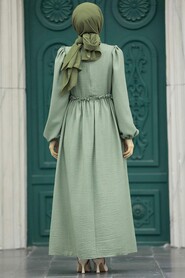  Almond Green Long Dress for Muslim Ladies 5857CY - 3