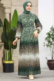  Almond Green Long Muslim Dress 38401CY - 1