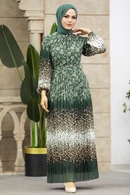  Almond Green Long Muslim Dress 38401CY - 2