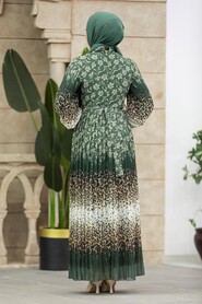  Almond Green Long Muslim Dress 38401CY - 3