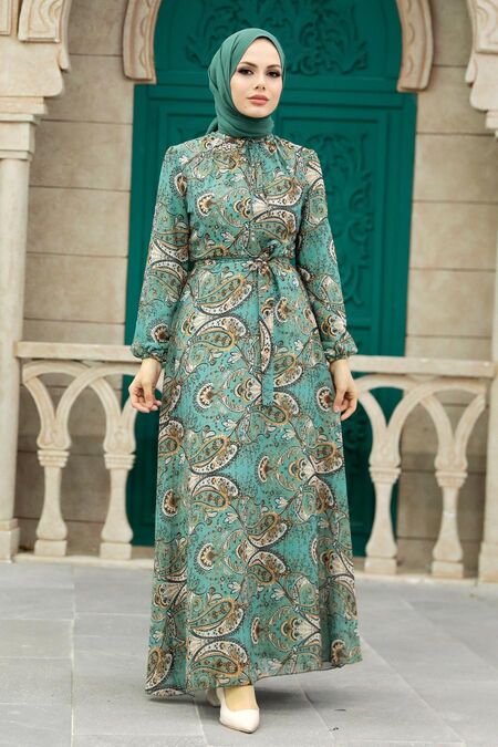  Almond Green Long Sleeve Dress 279081CY - NEVA STYLE