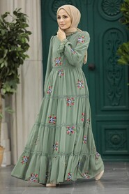  Almond Green Long Sleeve Dress 32813CY - 2