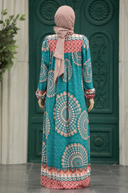  Almond Green Long Sleeve Dress 9005CY - 3