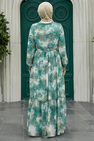  Almond Green Long Muslim Dress 33560CY - 2