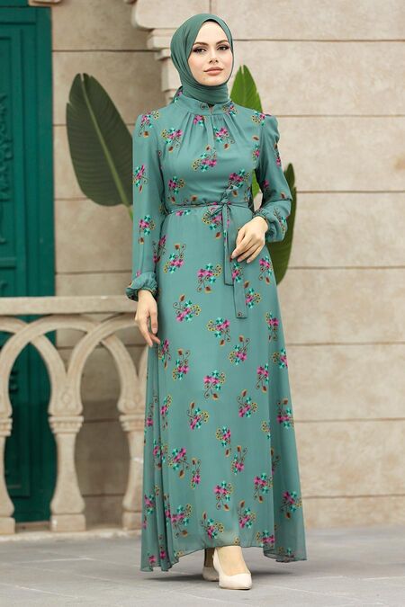  Almond Green Modest Dress 27935CY - NEVA STYLE