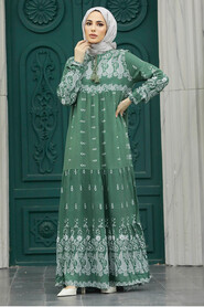  Almond Green Muslim Dress 50096CY - 2