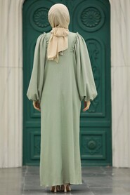  Almond Green Muslim Dress 5887CY - 3