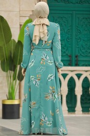  Almond Green Muslim Long Dress Style 279316CY - 3