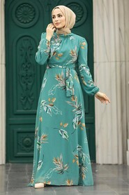  Almond Green Muslim Long Dress Style 279316CY - 2