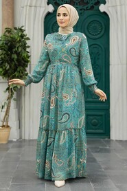  Almond Green Muslim Long Dress Style 33561CY - 1