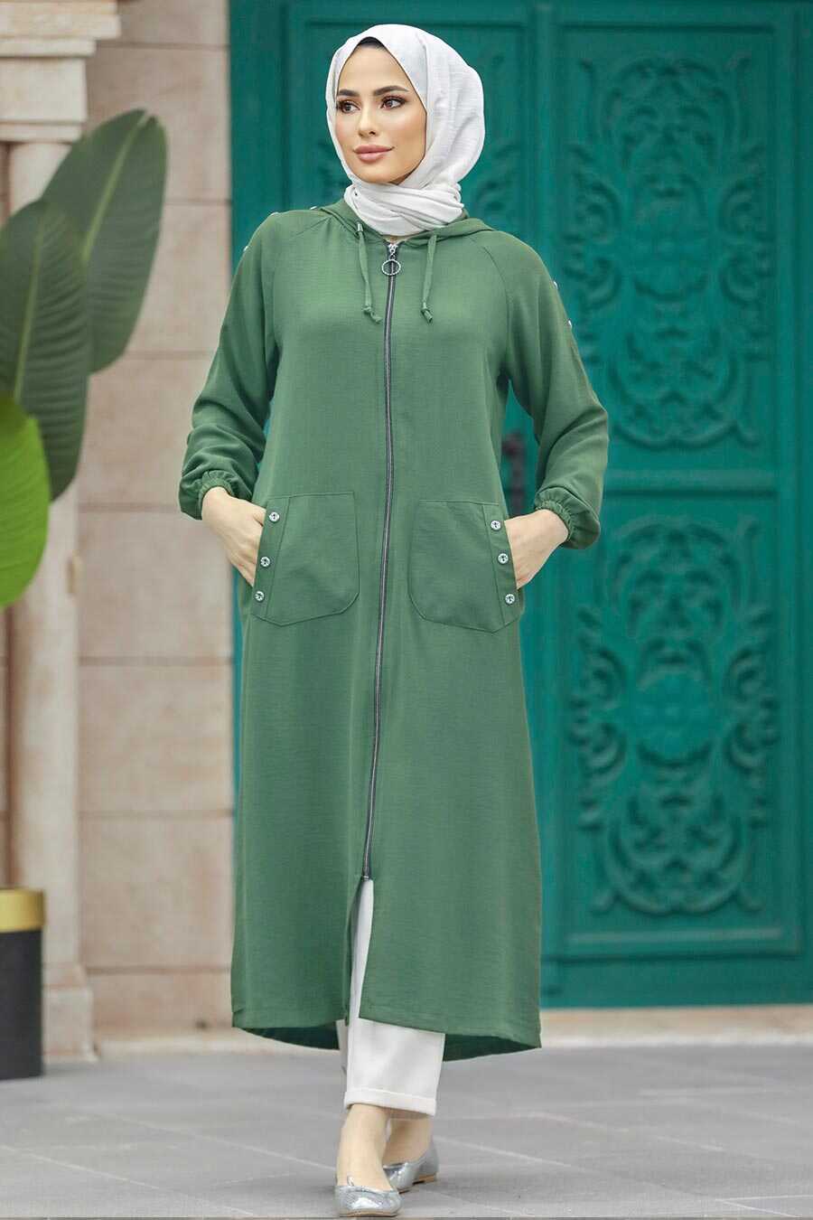 Neva Style - Almond Green Women Coat 511CY