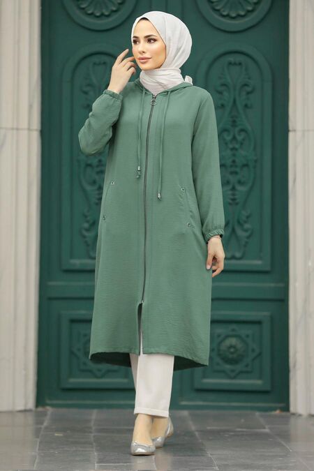  Almond Green Women Coat 539CY - NEVA STYLE