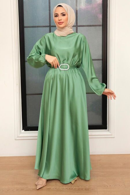 Almond Green Women Dress 5727CY - NEVA STYLE