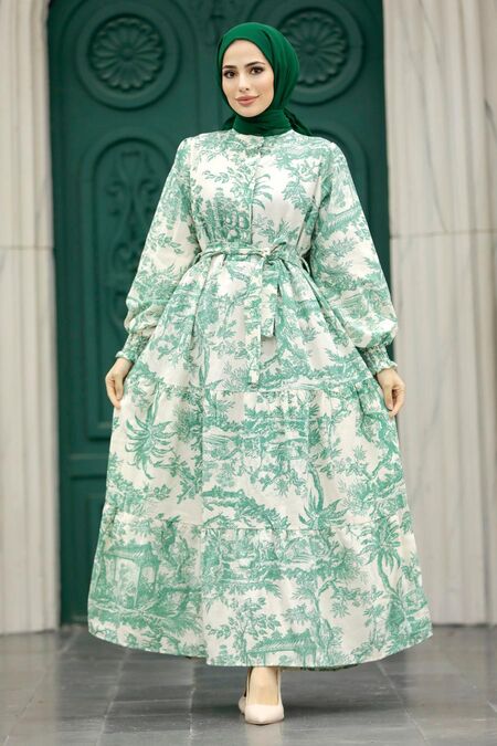  Almond Green Women Dress 5888CY - NEVA STYLE