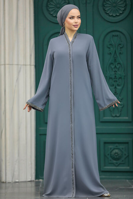  Anthracite Abaya For Women 20070ANT - NEVA STYLE