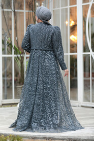 Neva Style - Anthracite Modest Wedding Dress 23091ANT - 4