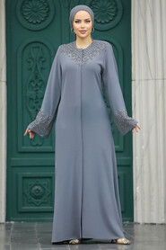  Anthracite Plus Size Abaya 20057ANT - 1