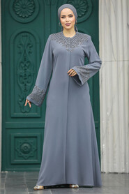  Anthracite Plus Size Abaya 20057ANT - 2