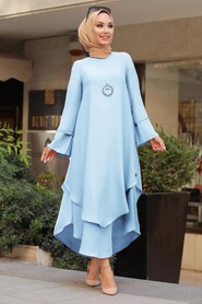  Baby Blue Hijab Tunic 33170BM - NEVA STYLE