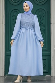  Baby Blue Long Dress for Muslim Ladies 58571BM - 1