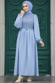  Baby Blue Long Dress for Muslim Ladies 58571BM - 2