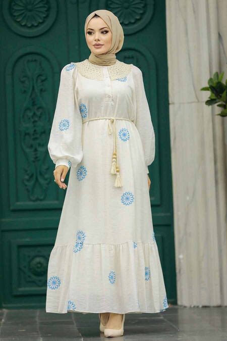  Baby Blue Long Sleeve Dress 13441BM - NEVA STYLE