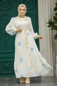 Neva Style - Baby Blue Long Sleeve Dress 13441BM - Thumbnail
