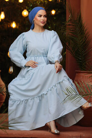 Neva Style - Baby Blue Modest Maxi Dress 30252BM - 1