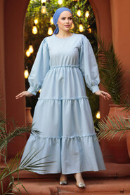 Neva Style - Baby Blue Modest Maxi Dress 30252BM - 3