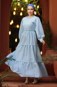 Neva Style - Baby Blue Modest Maxi Dress 30252BM - 4