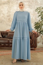  Baby Blue Muslim Dress 5856BM - 2