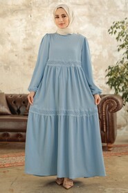  Baby Blue Muslim Dress 5856BM - 1