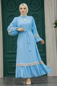  Baby Blue Muslim Long Dress Style 13491BM - 1