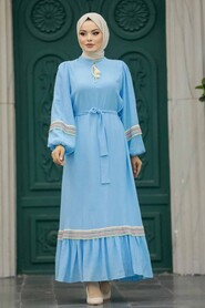  Baby Blue Muslim Long Dress Style 13491BM - 2